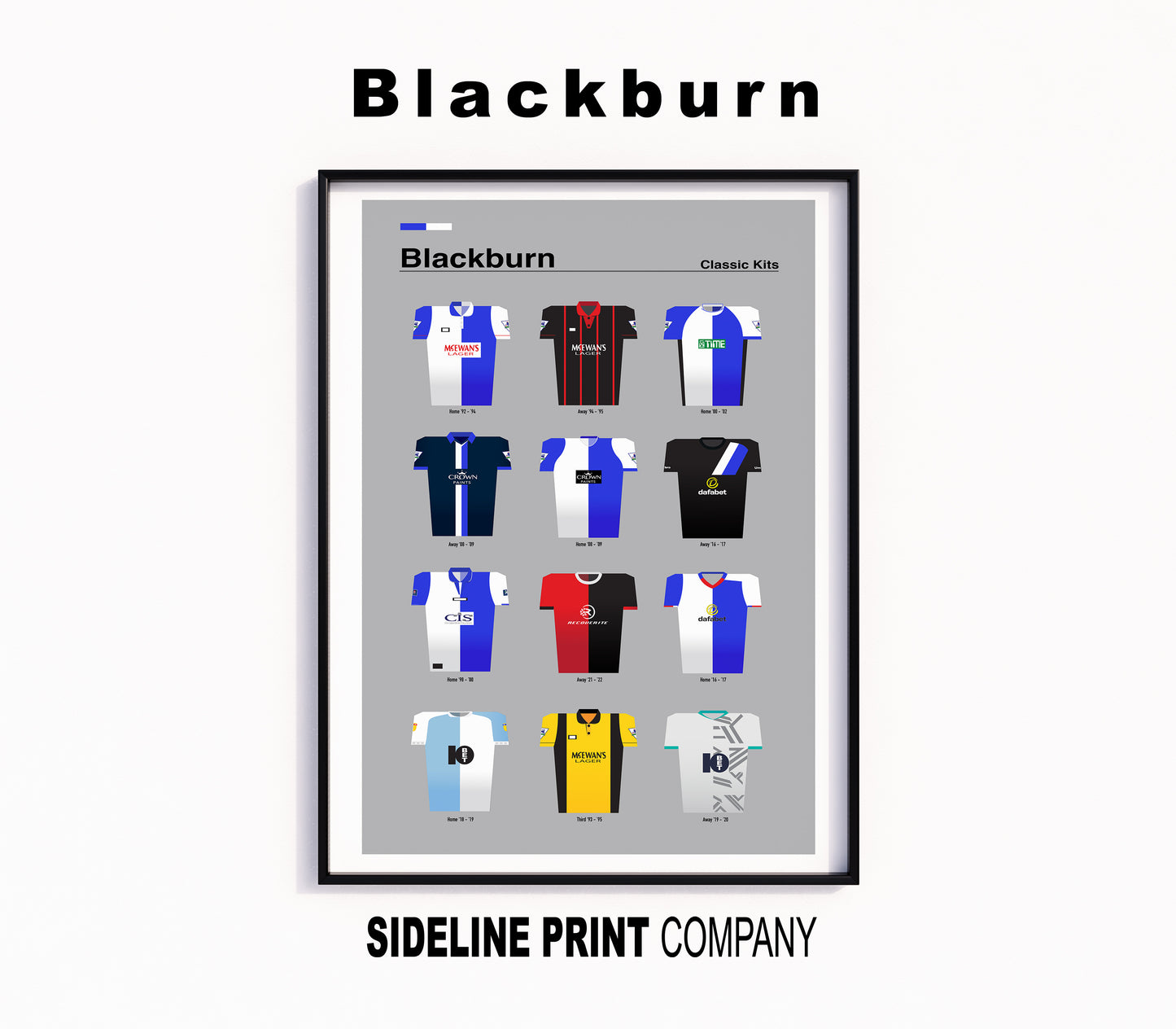 Blackburn - Classic Kits - Football Shirts Art Print
