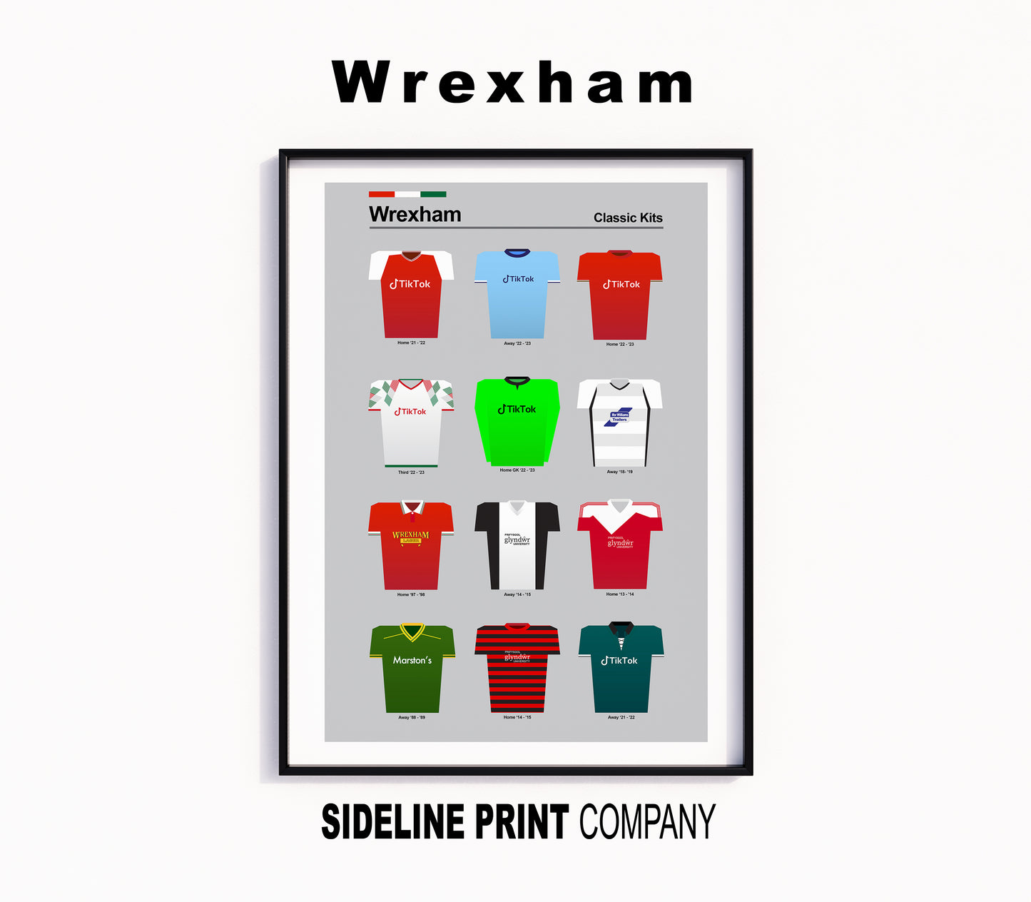 Wrexham Football - Classic Kits - Retro Football Shirts Art Print