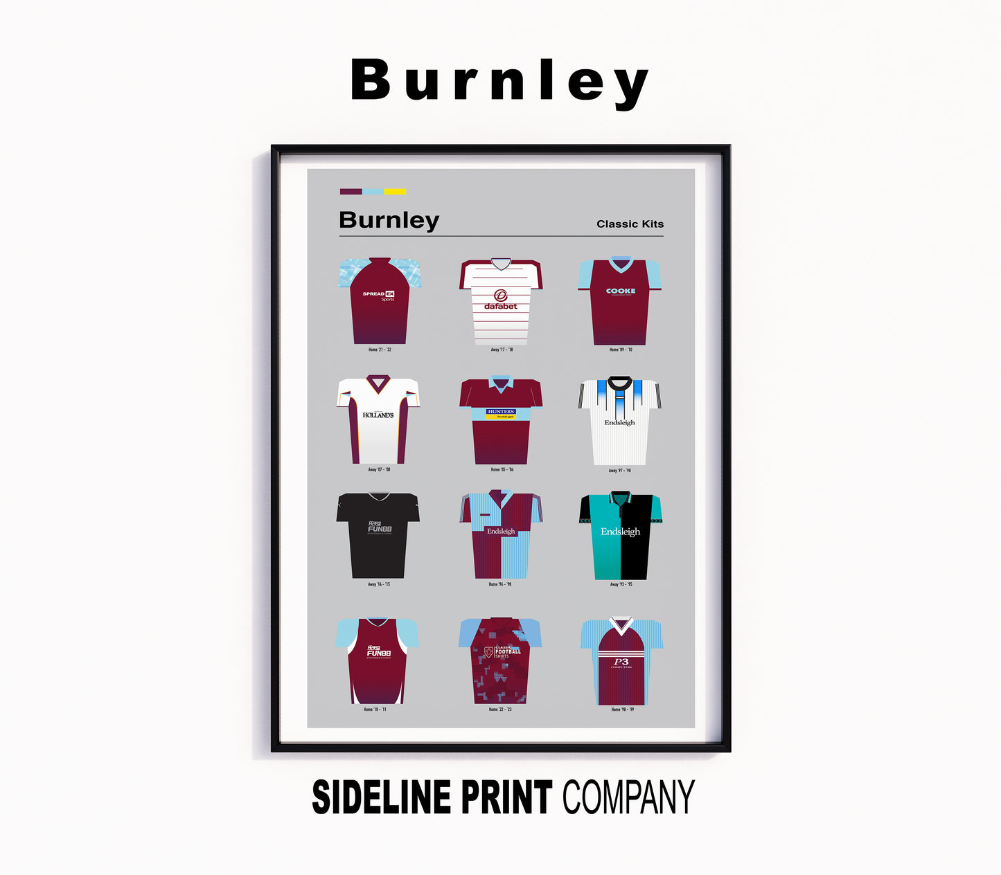 Burnley Football Club - Classic Kits - Retro Football Shirts Print