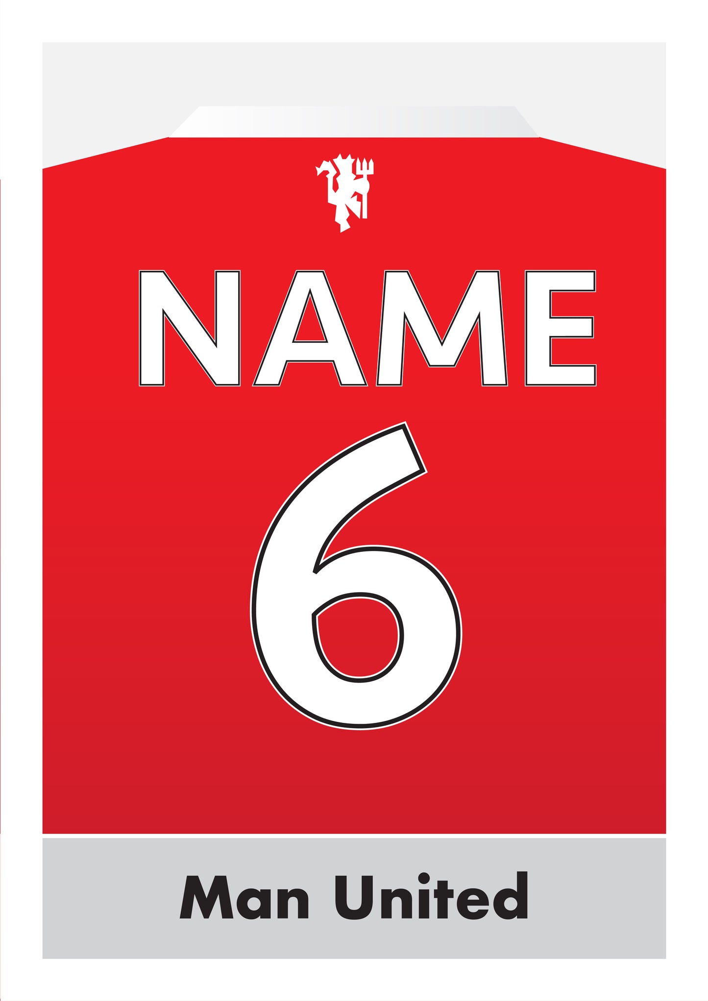 Manchester United - Personalised Name and Number - Retro Football Shirt - Art Print