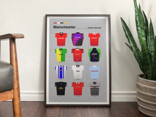 Manchester United Football Club - Classic 90's Kits - Retro Football Shirts Art Print