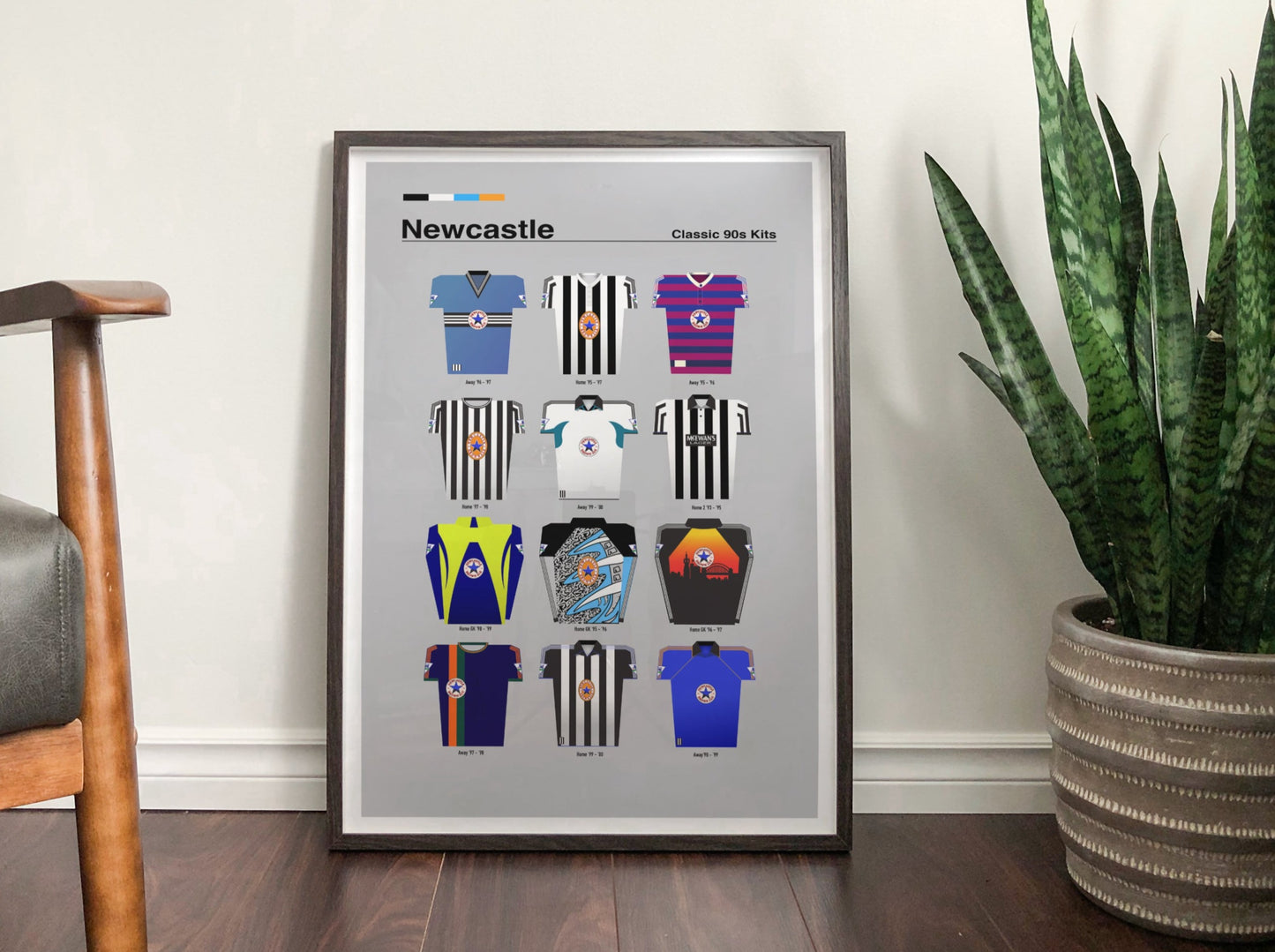 Newcastle United Football Club - Classic 90's Kits - Retro Football Shirts Print