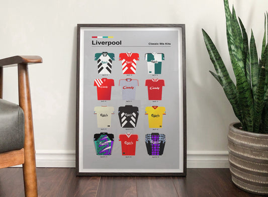 Liverpool Football Club - Classic 90's Kits - Retro Football Shirts Art Print