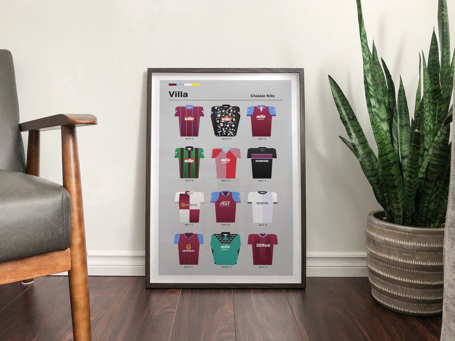 Aston Villa - Classic Football Kits - Retro Football Shirts Art Print