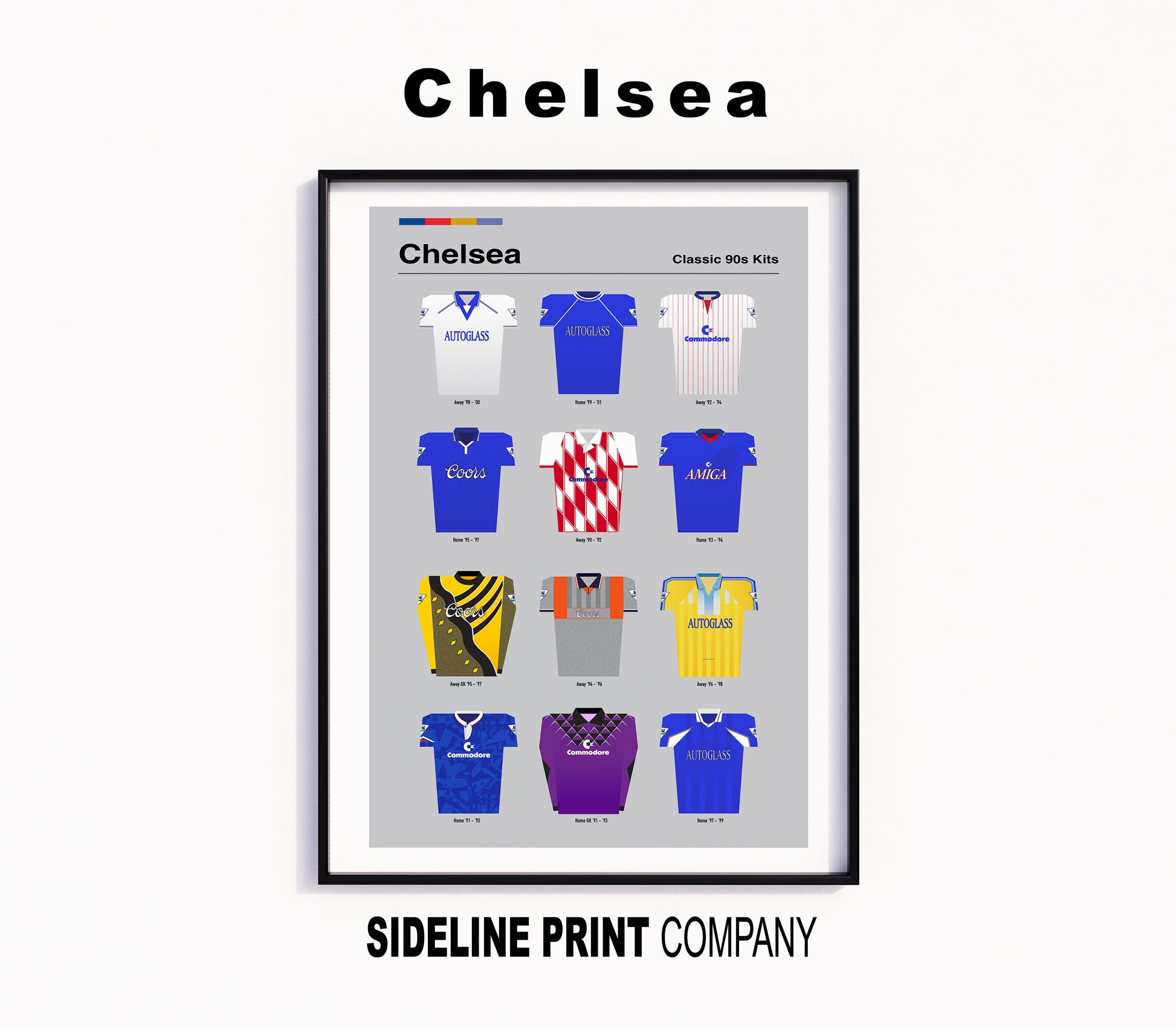 Chelsea Football Club - Classic 90's Kits - Retro Football Shirts Art ...