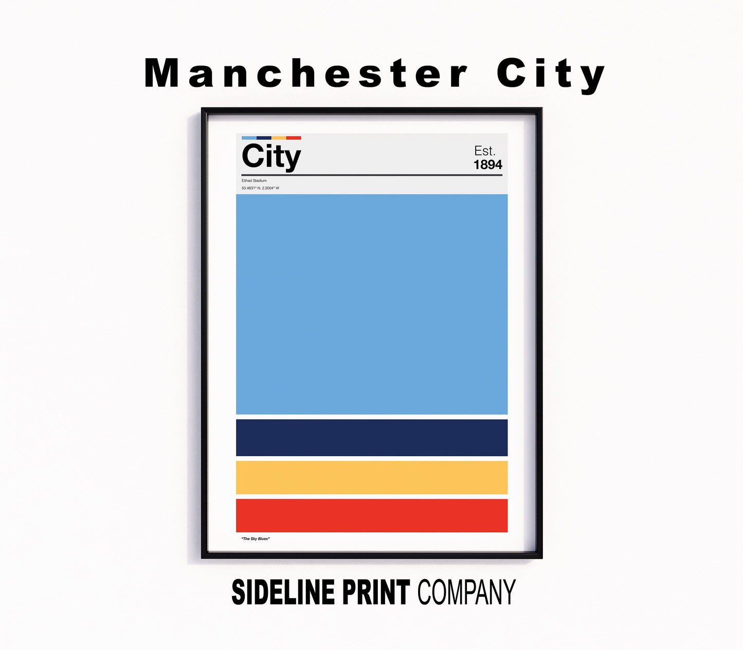 Manchester City - Team Colours - Art Print - Football Gift