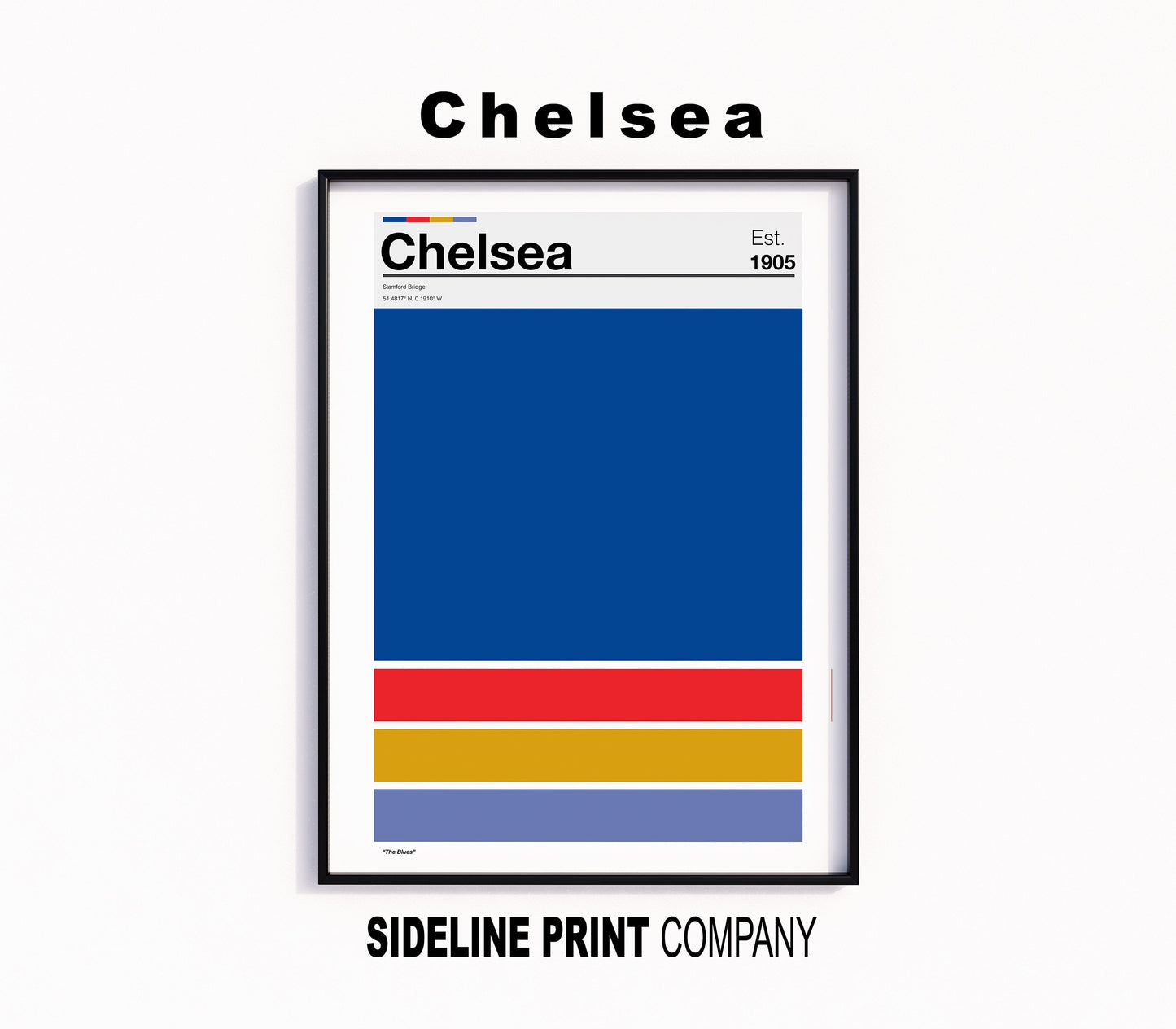 Chelsea Football - Team Colours - Art Print - Football Gift