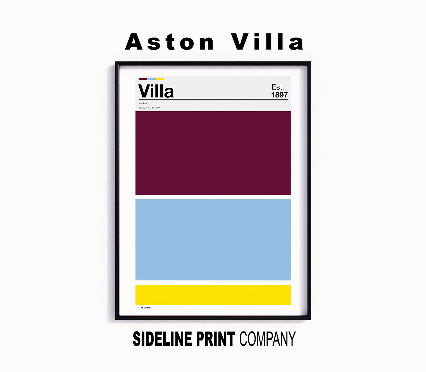 Aston Villa - Team Colours - Art Print - Football Gift