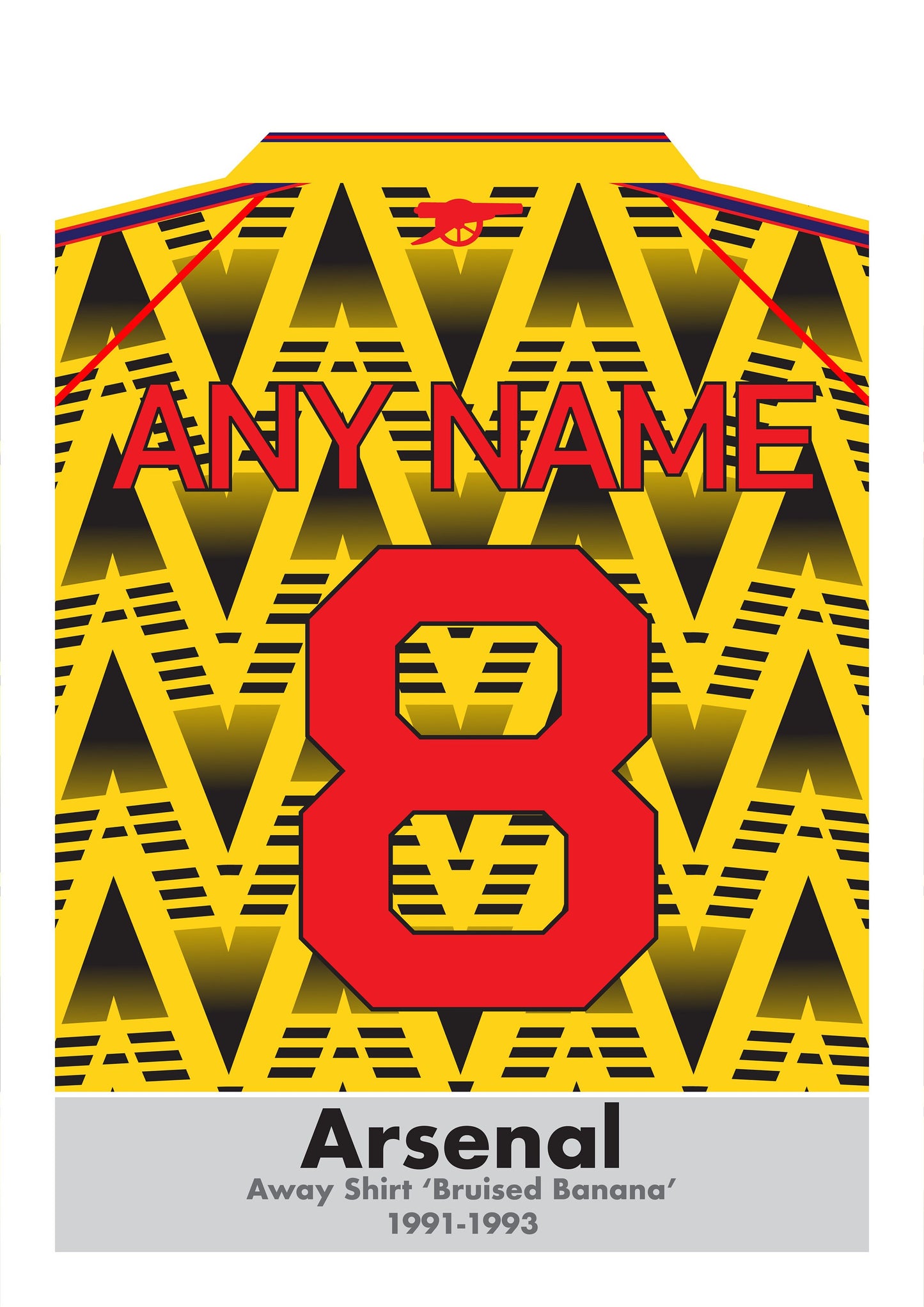 Arsenal - Personalised Name and Number - Retro Football Shirt - Art Print