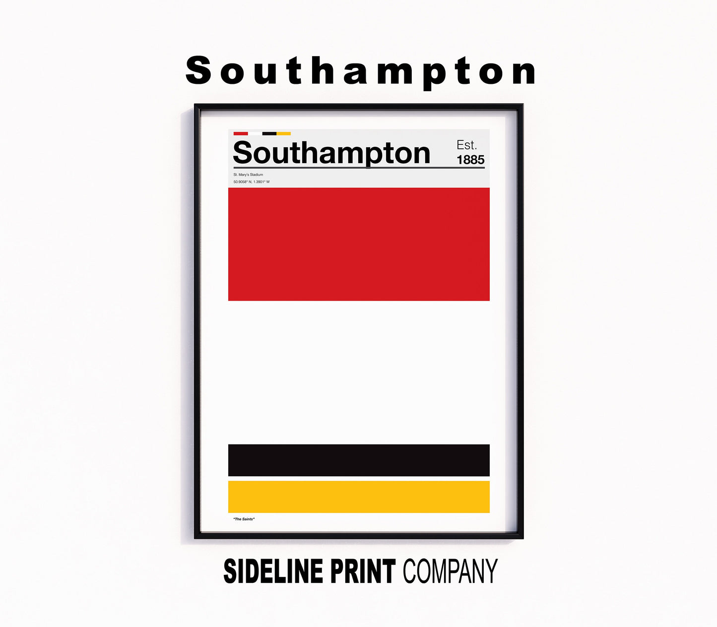 Southampton Football - Team Colours - Art Print - Football Gift