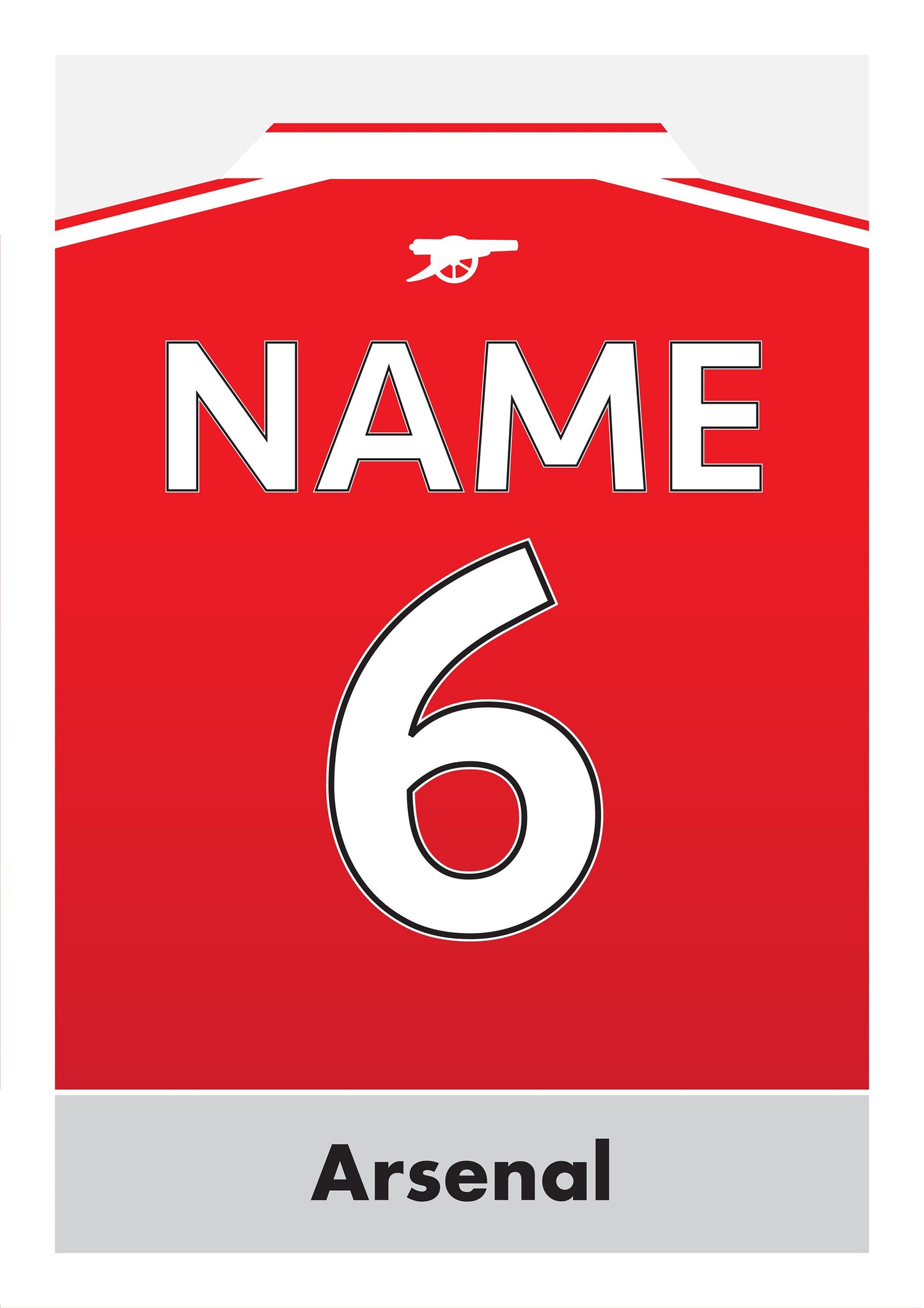 Arsenal - Personalised Name and Number - Retro Football Shirt - Art Print